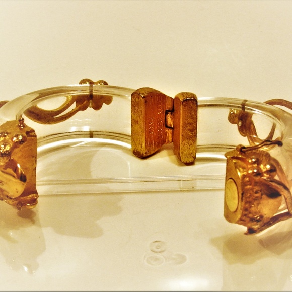 Vintage Early Inna Cytrine Lucite Gold Bracelet - Picture 7 of 8